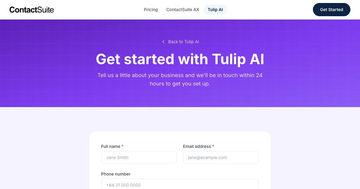 Get Started with Tulip AI | ContactSuite